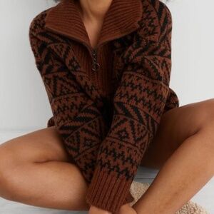 aerie by American Eagle || brown fairisle oversized quarter zip sweater